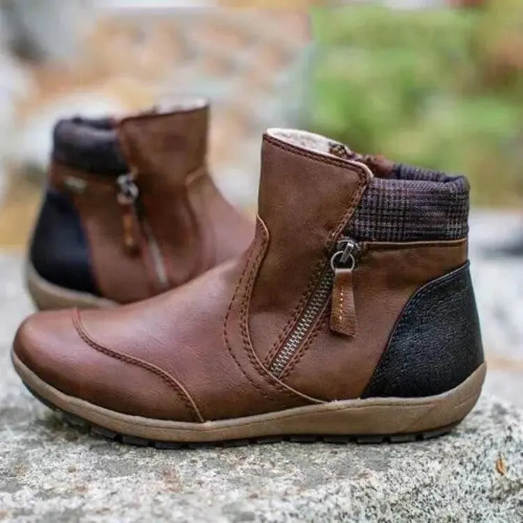 Heidi-Mode | Mid Ankle Boots Reißverschluss Gerippter Kragen