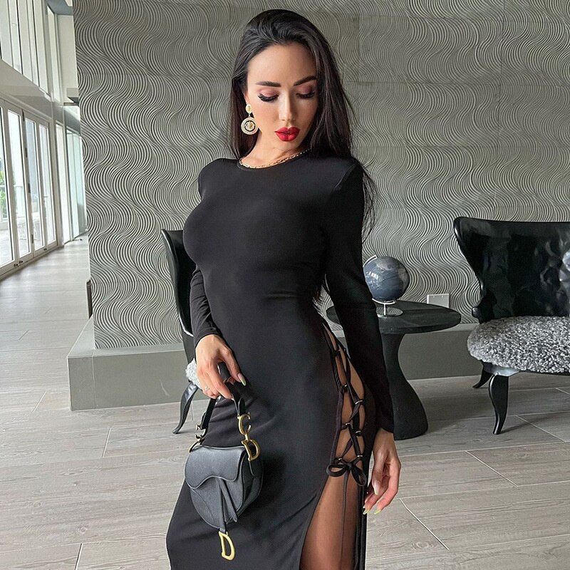 maxi jurk met open rug