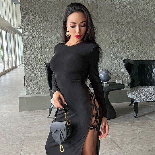 maxi jurk met open rug
