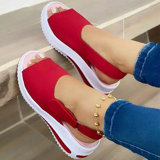 Heidi-Mode | Peeptoe-Sandalen mit Plateau für Damen
