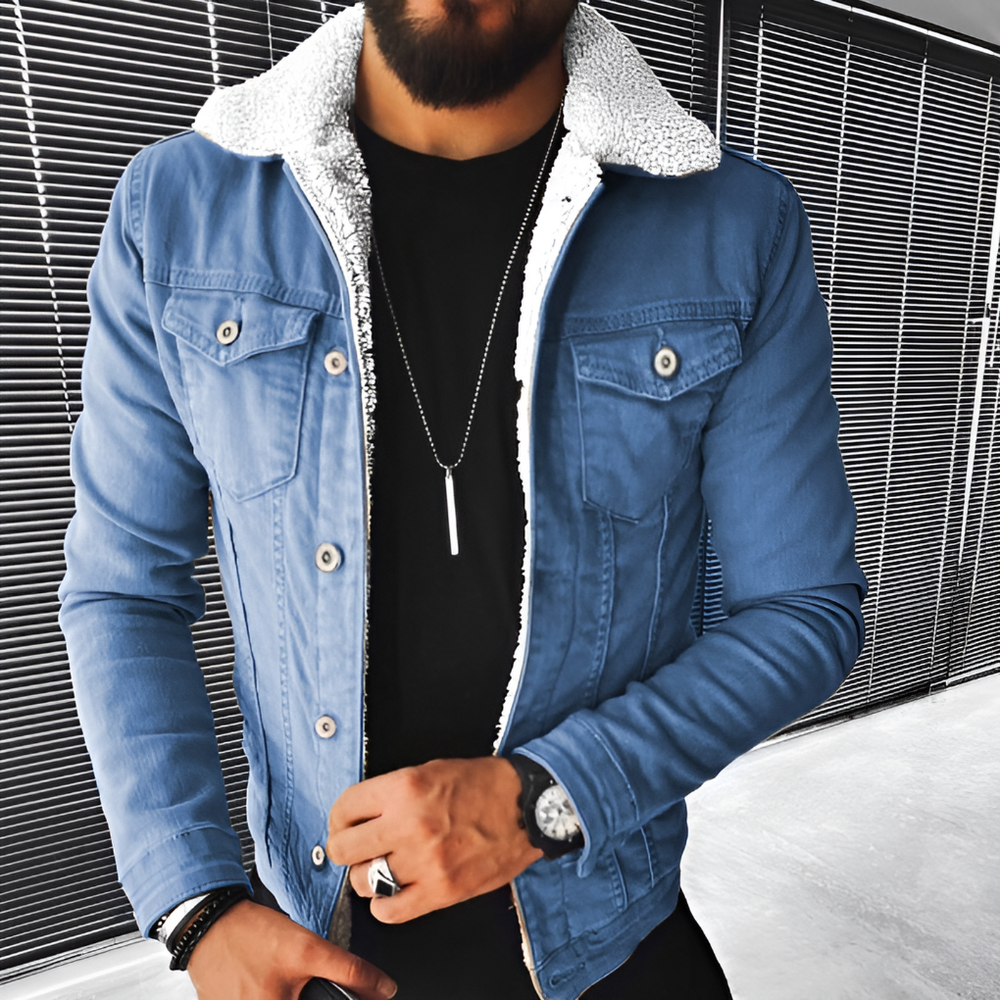 Heidi-Mode | Herren Jeansjacke mit Futter Aus Pelz