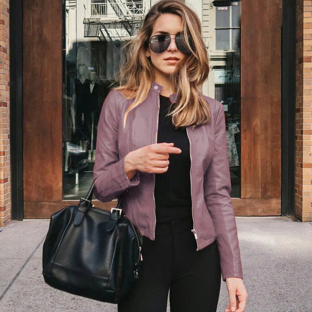 Heidi-Mode | Jahrgang Faux Lederjacke für Frauen