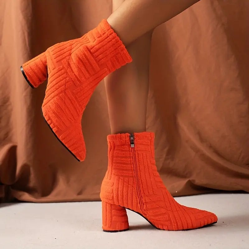 Heidi-Mode | Elegante Einfarbige Schuhe Mit Dickem Absatz