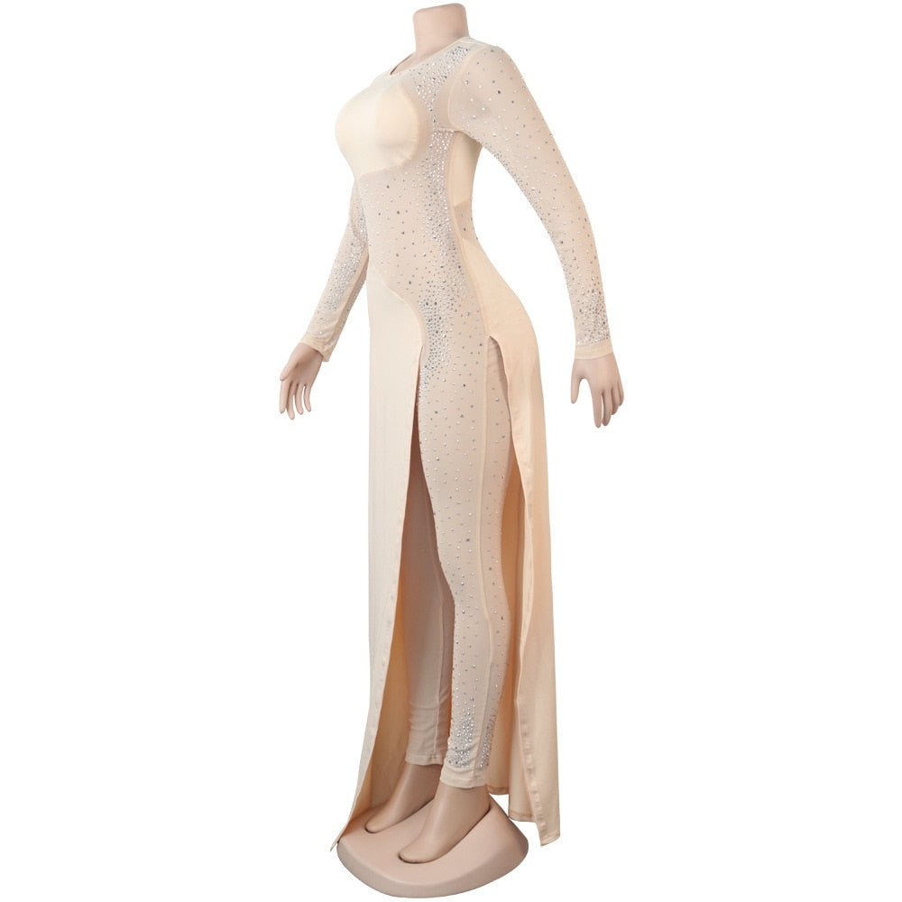 Heidi-Mode | Sparkle Durchsichtiger Maxi-Rock Jumpsuits
