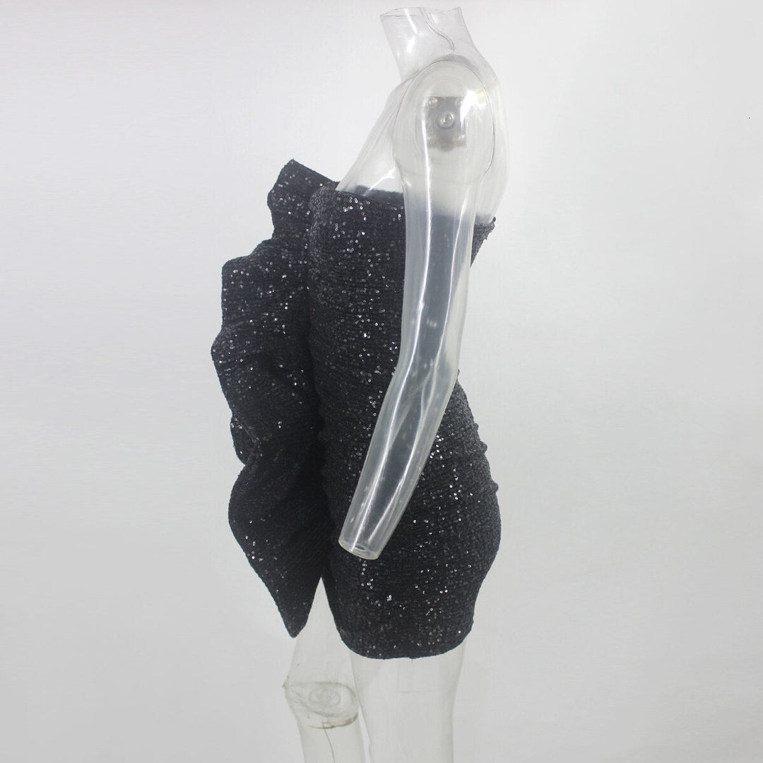 Heidi-Mode | Body Rüsche Pailletten Strapless Mini Kleider