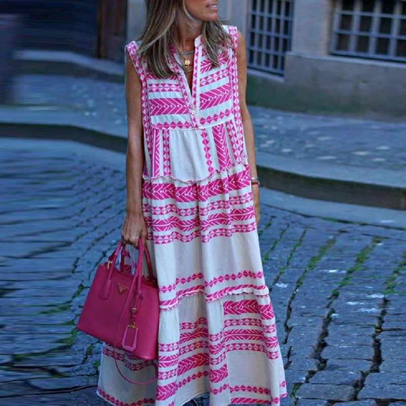 Heidi-Mode - Stilvolles Rosa Ärmelloses Kleid für Frauen