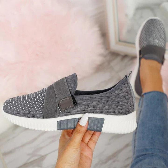 Heidi-Mode | Slip-On Sneakers mit Klettverschluss Bequeme Schuhe Zum Laufen