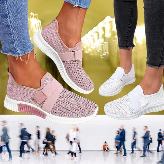 Heidi-Mode | Slip-On Sneakers mit Klettverschluss Bequeme Schuhe Zum Laufen