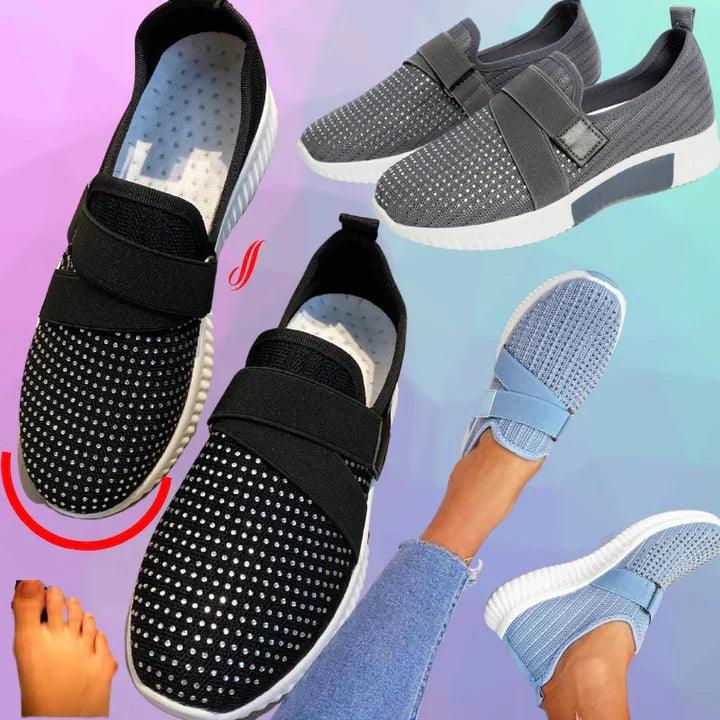 Heidi-Mode | Slip-On Sneakers mit Klettverschluss Bequeme Schuhe Zum Laufen