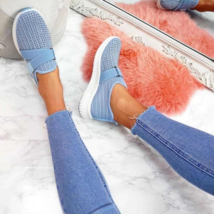 Heidi-Mode | Slip-On Sneakers mit Klettverschluss Bequeme Schuhe Zum Laufen