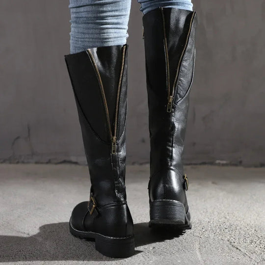 Heidi-Mode | High-Top Biker Stiefel für Frauen – Edgy Stil mit Chunky Absatz