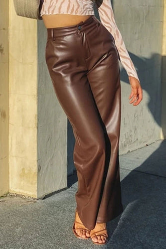 Heidi-Mode | Hoch Taillierte Weite Lederhosen