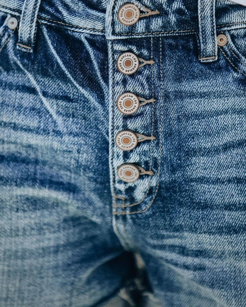 hohe taille geknöpfte gerollte jeansshorts