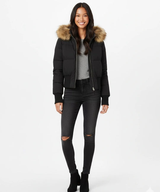 Damen Gesteppt Winterjacke mit Warm & Abnehmbarer Kapuze | Heidi-Mode