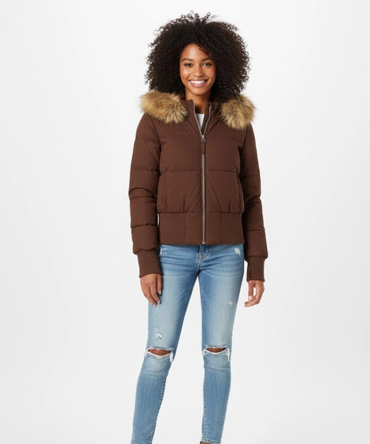 Damen Gesteppt Winterjacke mit Warm & Abnehmbarer Kapuze | Heidi-Mode