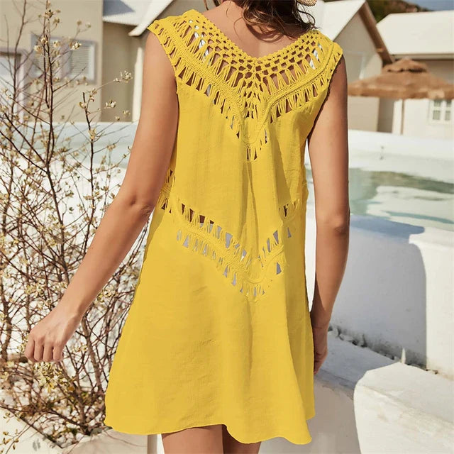 Weißes Strandkleid Macramé