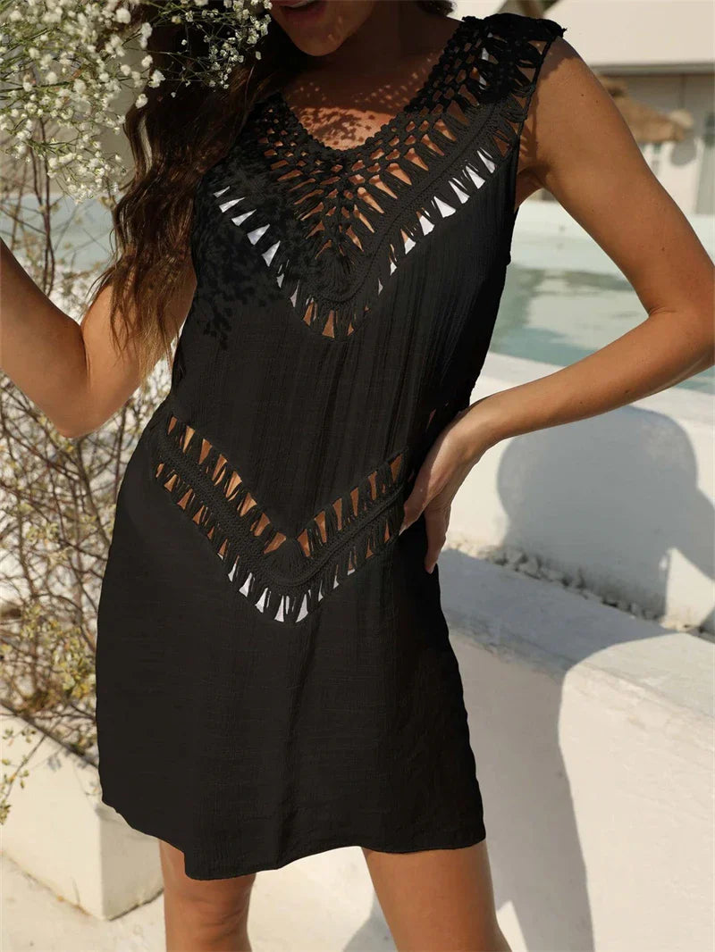 Weißes Strandkleid Macramé