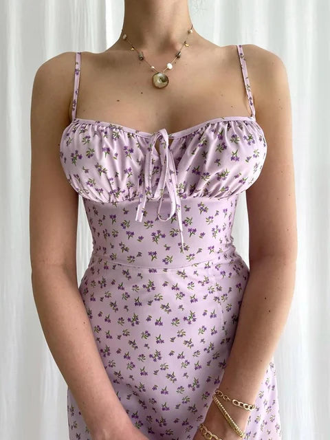 Slip Maxi Jurk met Bloemen en Ruches