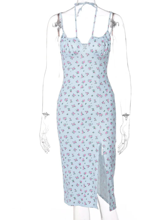 Slip Maxi Jurk met Bloemen en Ruches