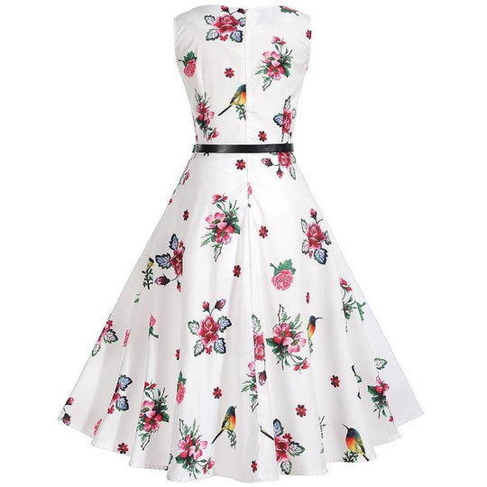 Heidi-Mode | Kolibri Floral Print A-Linie Kleid