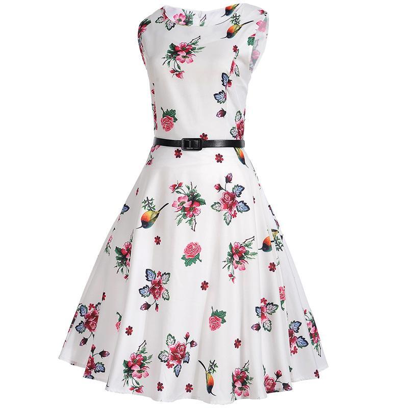 Heidi-Mode | Kolibri Floral Print A-Linie Kleid