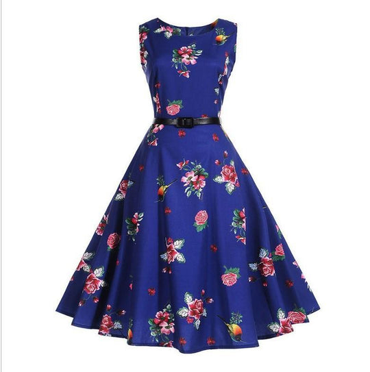 Heidi-Mode | Kolibri Floral Print A-Linie Kleid