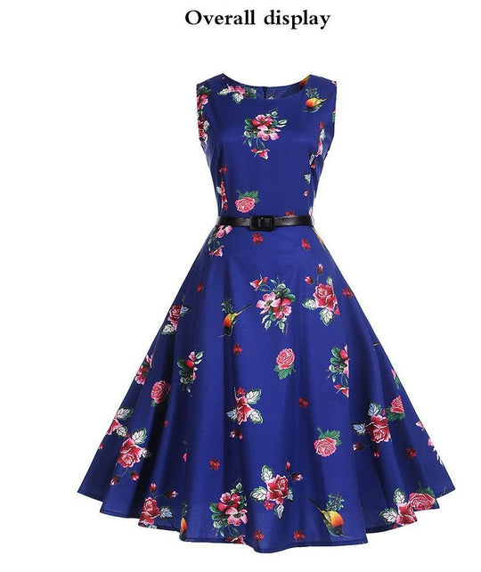 Heidi-Mode | Kolibri Floral Print A-Linie Kleid