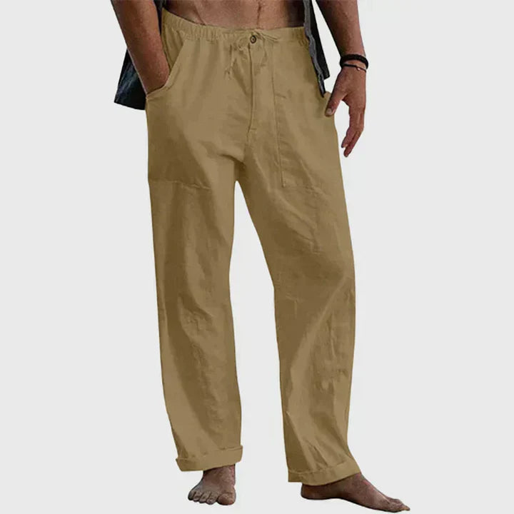Heidi-Mode | Damen Leinen Hose mit Kordelzug Lässig Fit