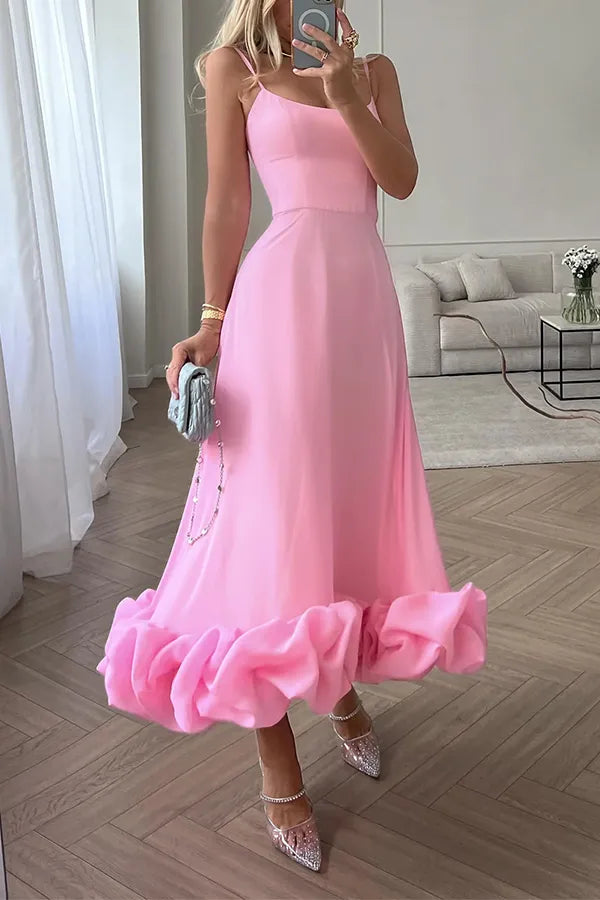 Mädchen Volant Bustier Bankett Party Midi šaty