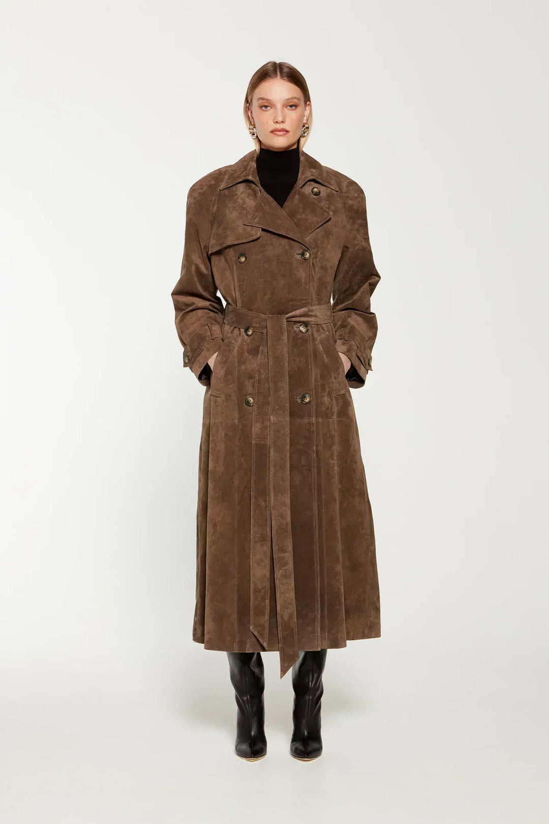 Heidi-Mode | Eleganter Wildleder Trench Coat