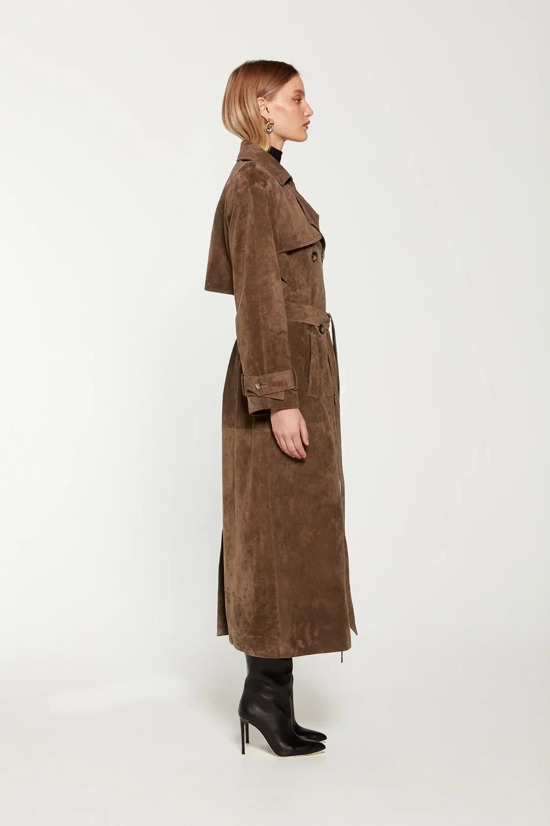 Heidi-Mode | Eleganter Wildleder Trench Coat