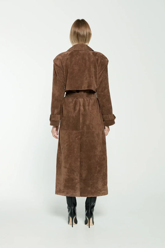 Heidi-Mode | Eleganter Wildleder Trench Coat