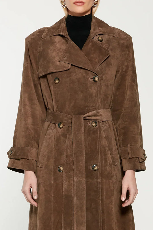 Heidi-Mode | Eleganter Wildleder Trench Coat