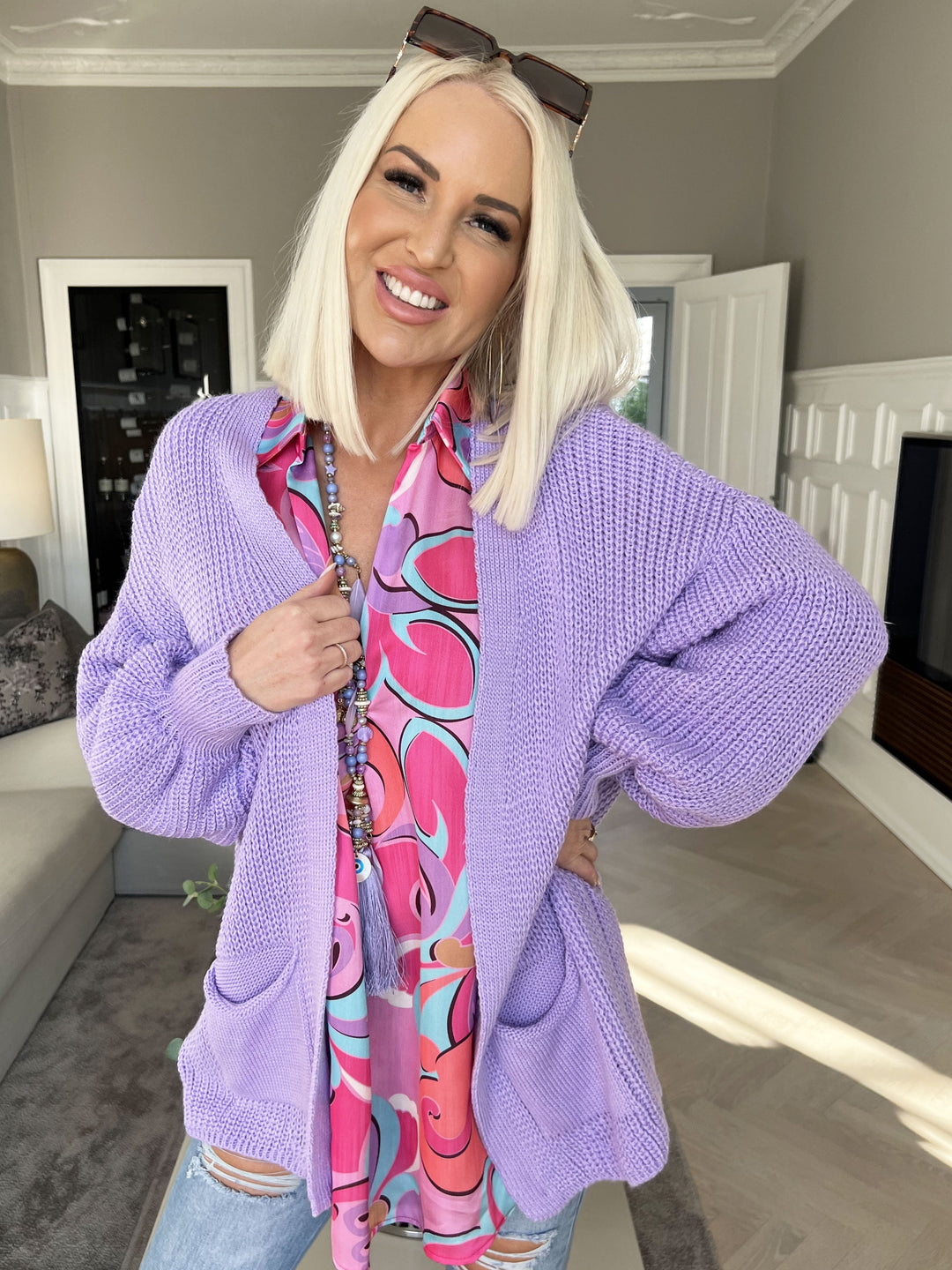 Heidi-Mode | Kurze Strickjacke mit Ballonärmeln