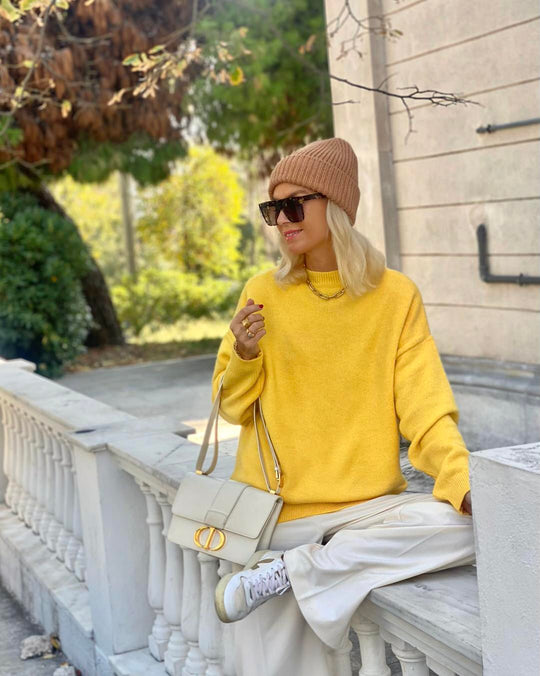 ROUND NECK PULLOVER "JOYA" YELLOW