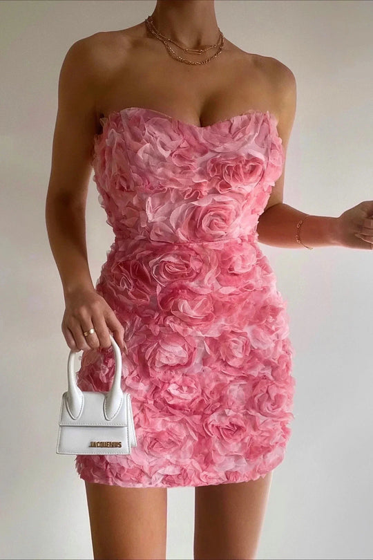 Heidi-Mode | Strapless Rosenkleid
