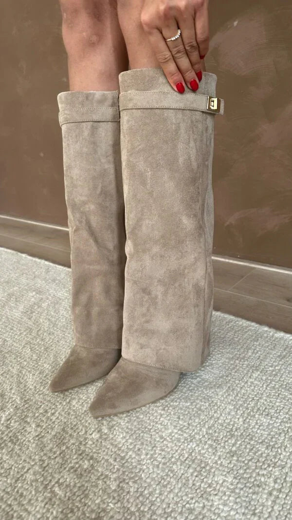 Heidi-Mode | Hochwertige Kniehohe Stiefel aus Wildleder