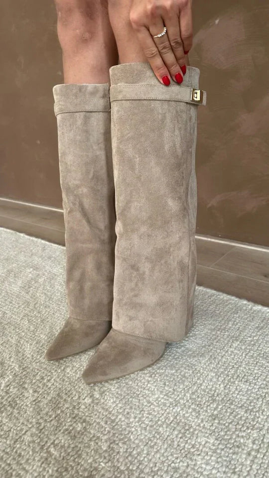 Heidi-Mode | Hochwertige Kniehohe Stiefel aus Wildleder