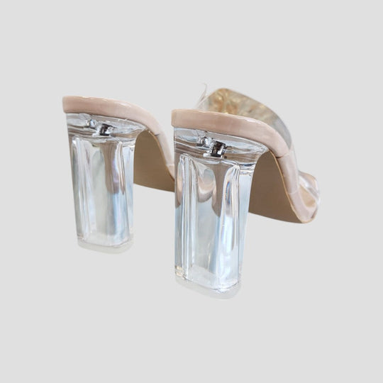 Heidi-Mode | Nude Klare Absatz Riemen Sandalen für Frauen