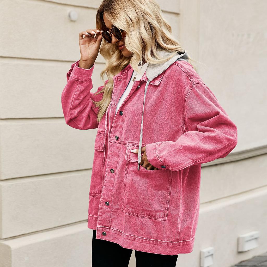 Heidi-Mode | Damen Loose Fit Denim Jacke Mit Kapuze
