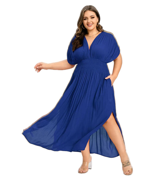 Heidi-Mode | Damen Chiffon Lang Kleid mit seitlichem Schlitz