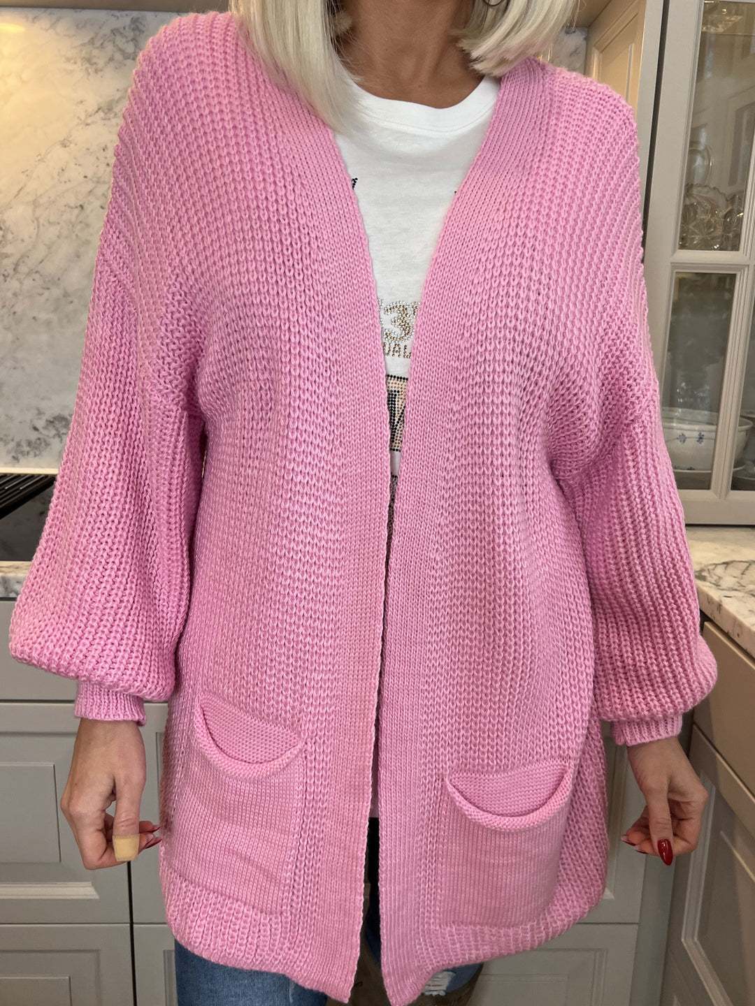 Heidi-Mode | Kurze Strickjacke mit Ballonärmeln