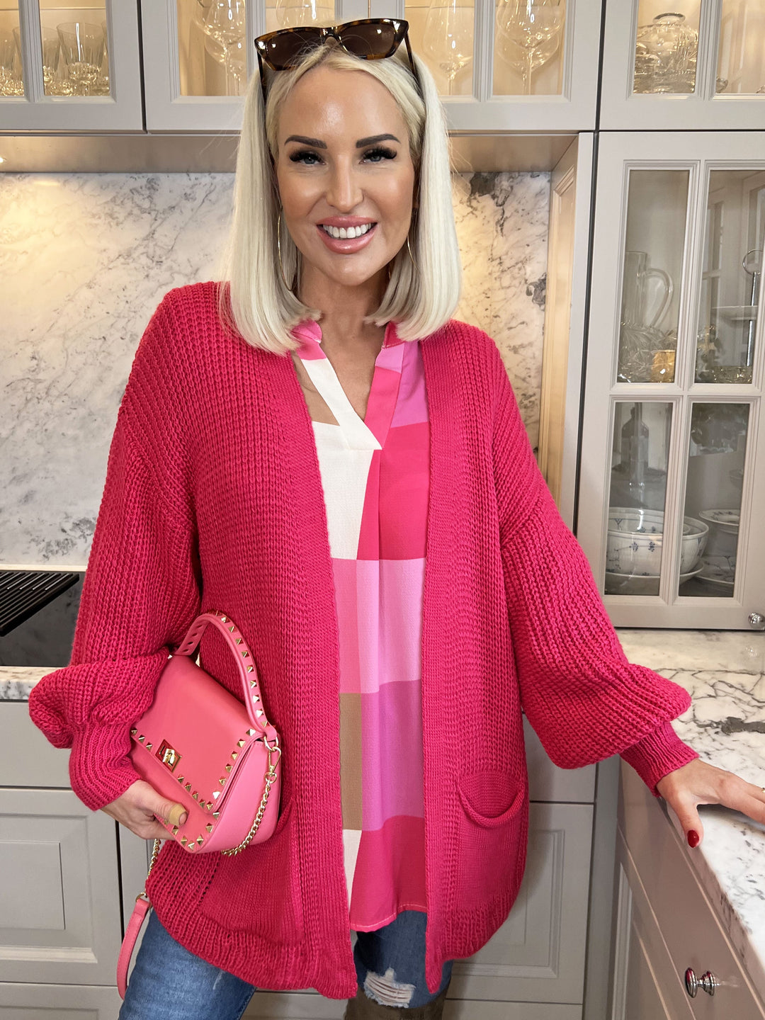Heidi-Mode | Kurze Strickjacke mit Ballonärmeln