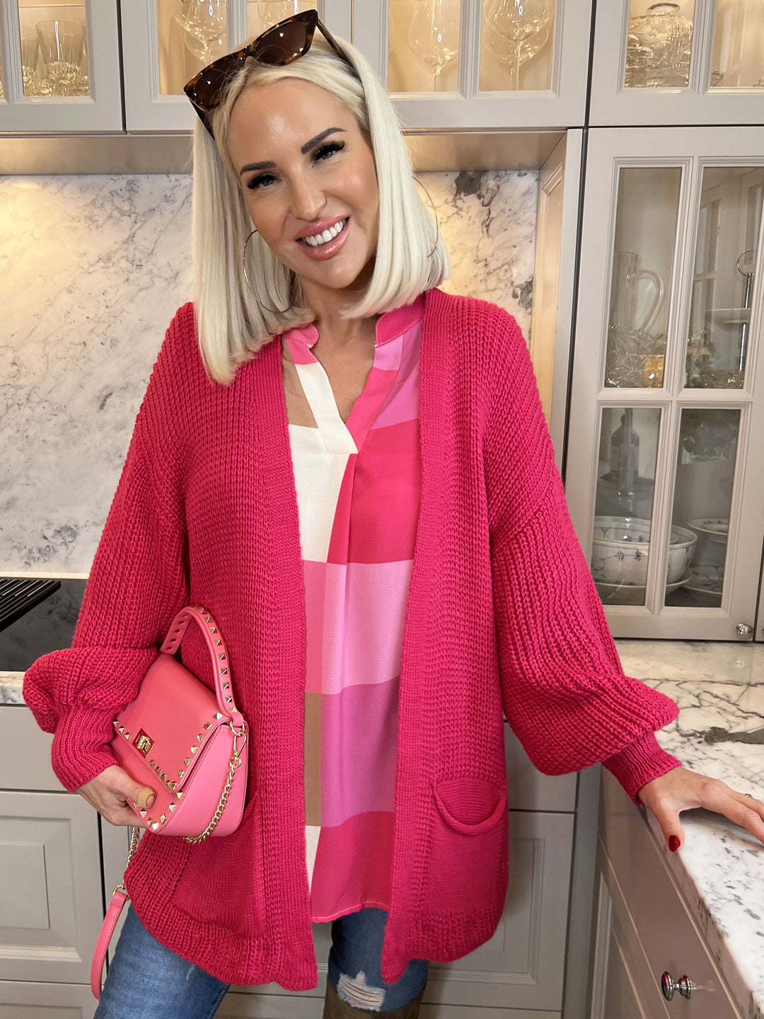 Heidi-Mode | Kurze Strickjacke mit Ballonärmeln