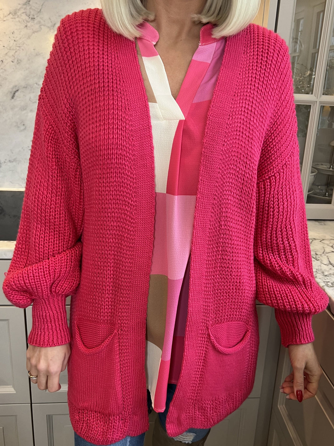 Heidi-Mode | Kurze Strickjacke mit Ballonärmeln