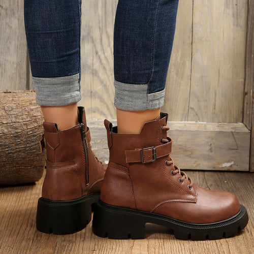 Heidi-Mode | Damen Militärstiefel mit dickem Absatz