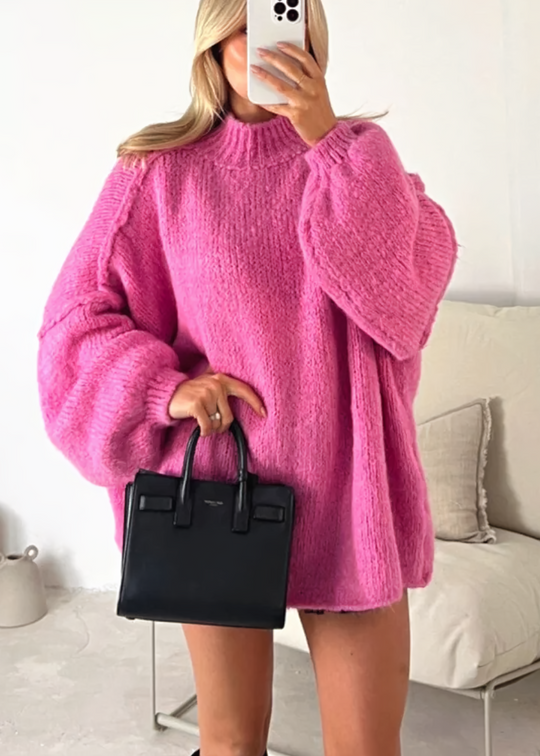 Heidi-Mode | Oversized Gestrickter O-Hals Pullover