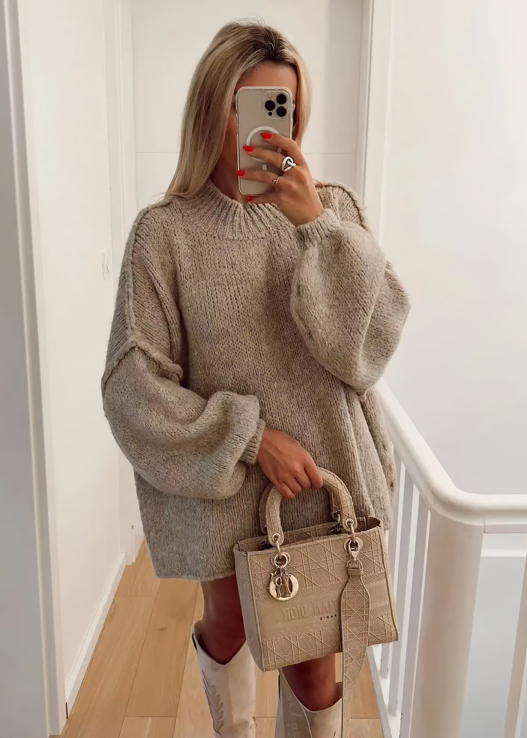 Heidi-Mode | Oversized Gestrickter O-Hals Pullover