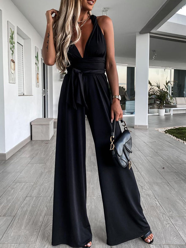 Overall mit weitem Bein, gekreuzte Bandage, rückenfrei, elegante Frau, Hochzeit