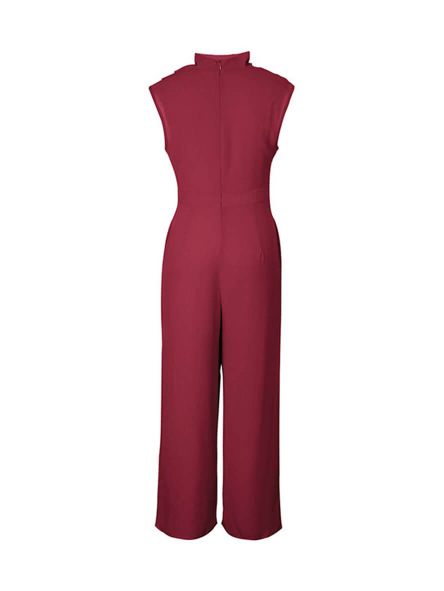 Jumpsuits, gerade, weites Bein, ausgestellt, einfarbig, Rollkragen, ärmellos, für Damen, elegant, lässig, lässig